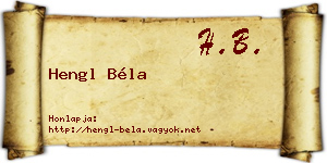Hengl Béla névjegykártya